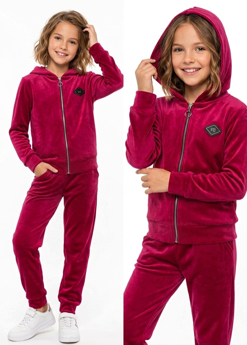 Dres Welurowy Dla Dziewczynki 128 Sportowy bluza spodnie Komplet zestaw