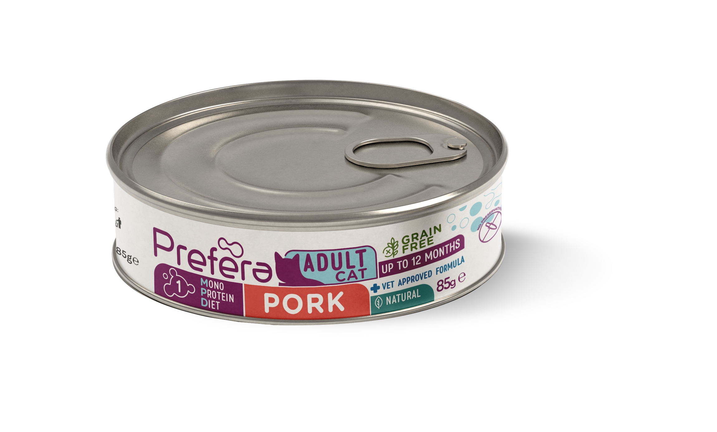 Prefera Monoproteinové krmivo pro pro kočky s vepřovým krmivo schváleno veterinářem, 85 g