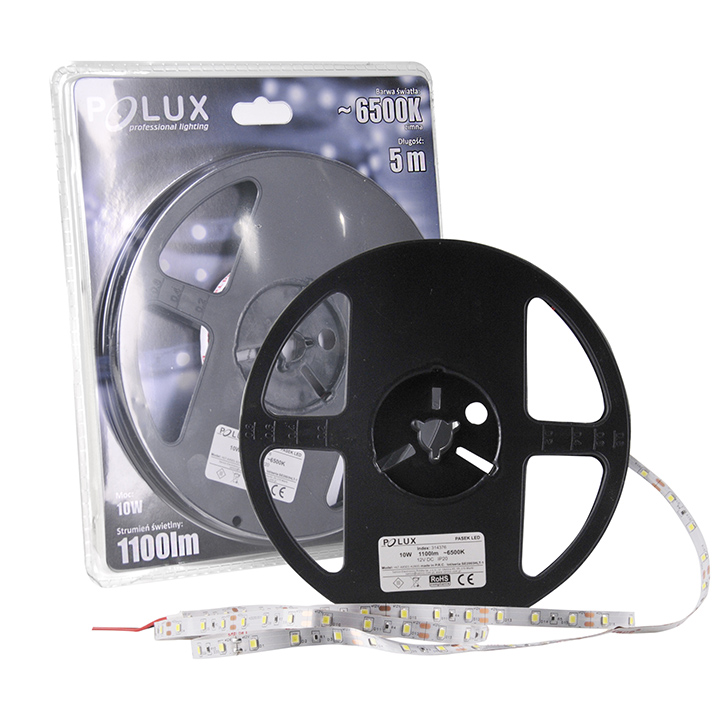 Pasek LED POLUX 12V 5m IP20 6500K 1100lm 10W 1/10