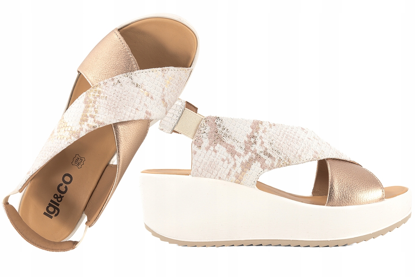 Igi&co 7665755 Primigi Italské Dámské Sandály Platforma Koturn Kožené 38