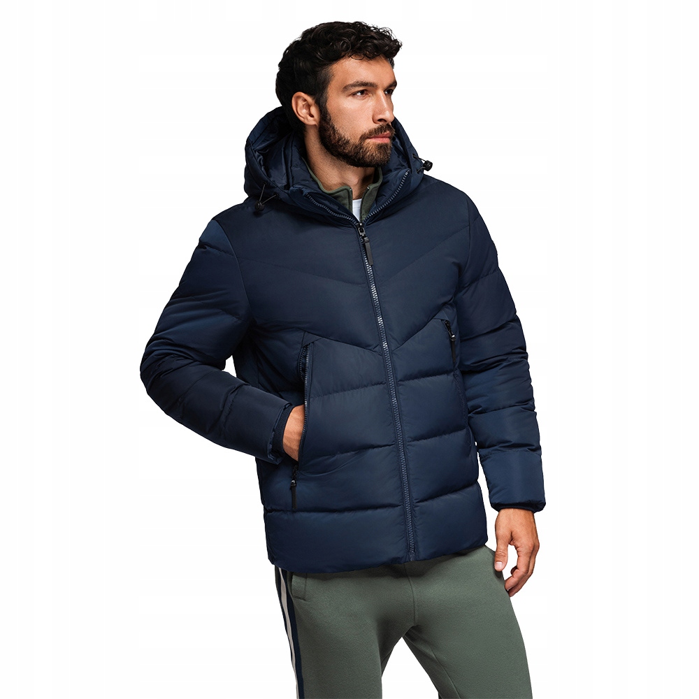 Pánská bunda s asymetrickým prošíváním tmavě modrá V4 OM-JAHP-0304 vel. L