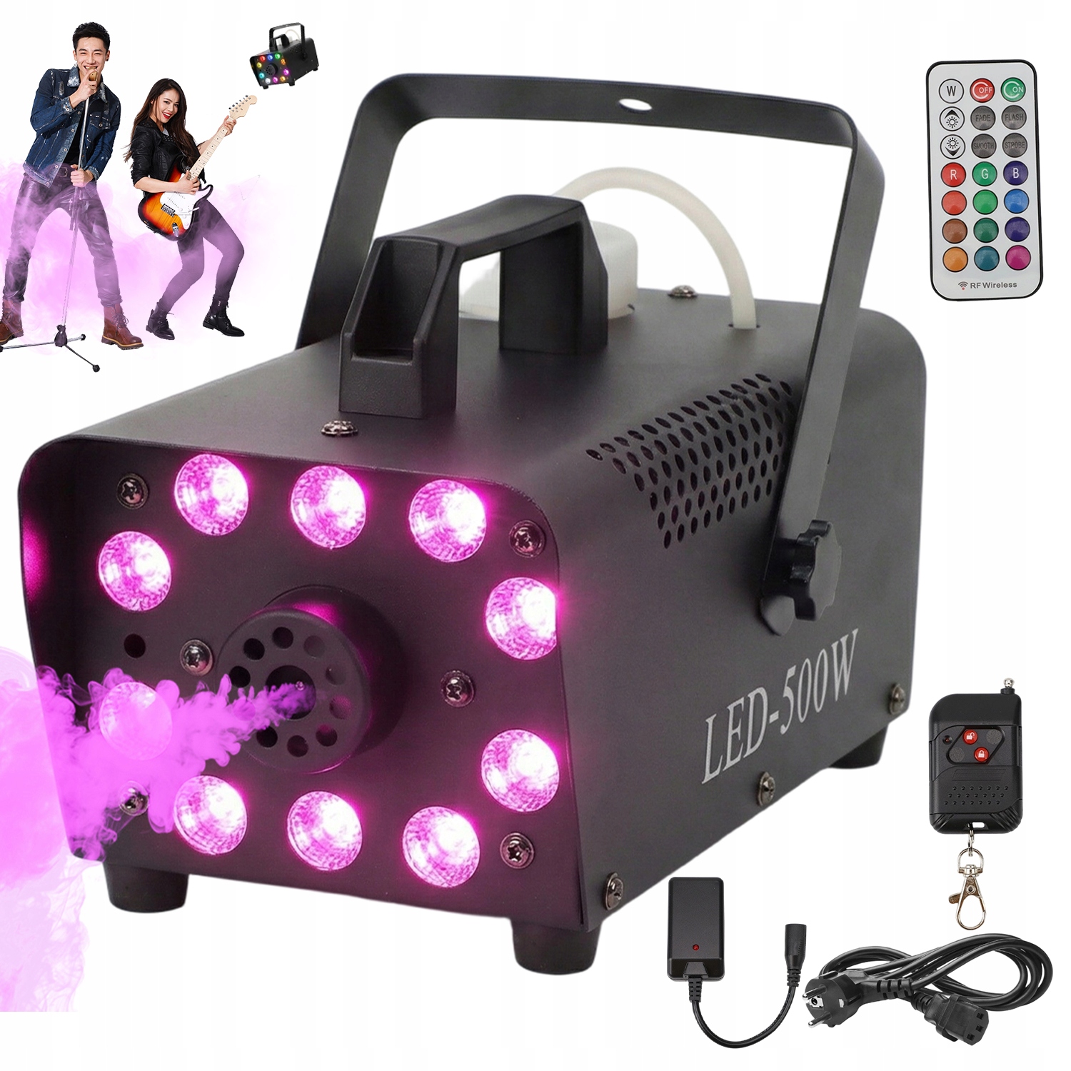 500W Mlhový Stroj S Led 13 Barev, Dálkové Ovládání Pro Eventové Scény