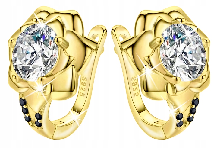 Stříbrné náušnice pro ženu, růže, stříbro o ryzosti 925, pozlacené, originální