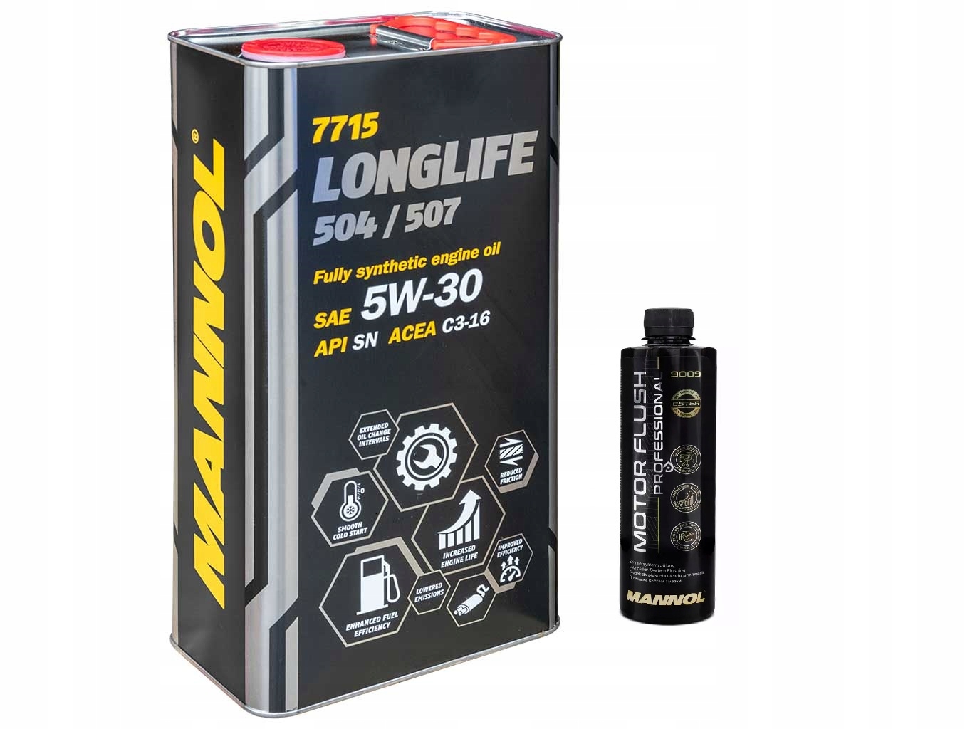 Mannol 5L Fully Synthetic Engine Oil Longlife 3 5w30 504/507 + Engine Flush  : : Automotive