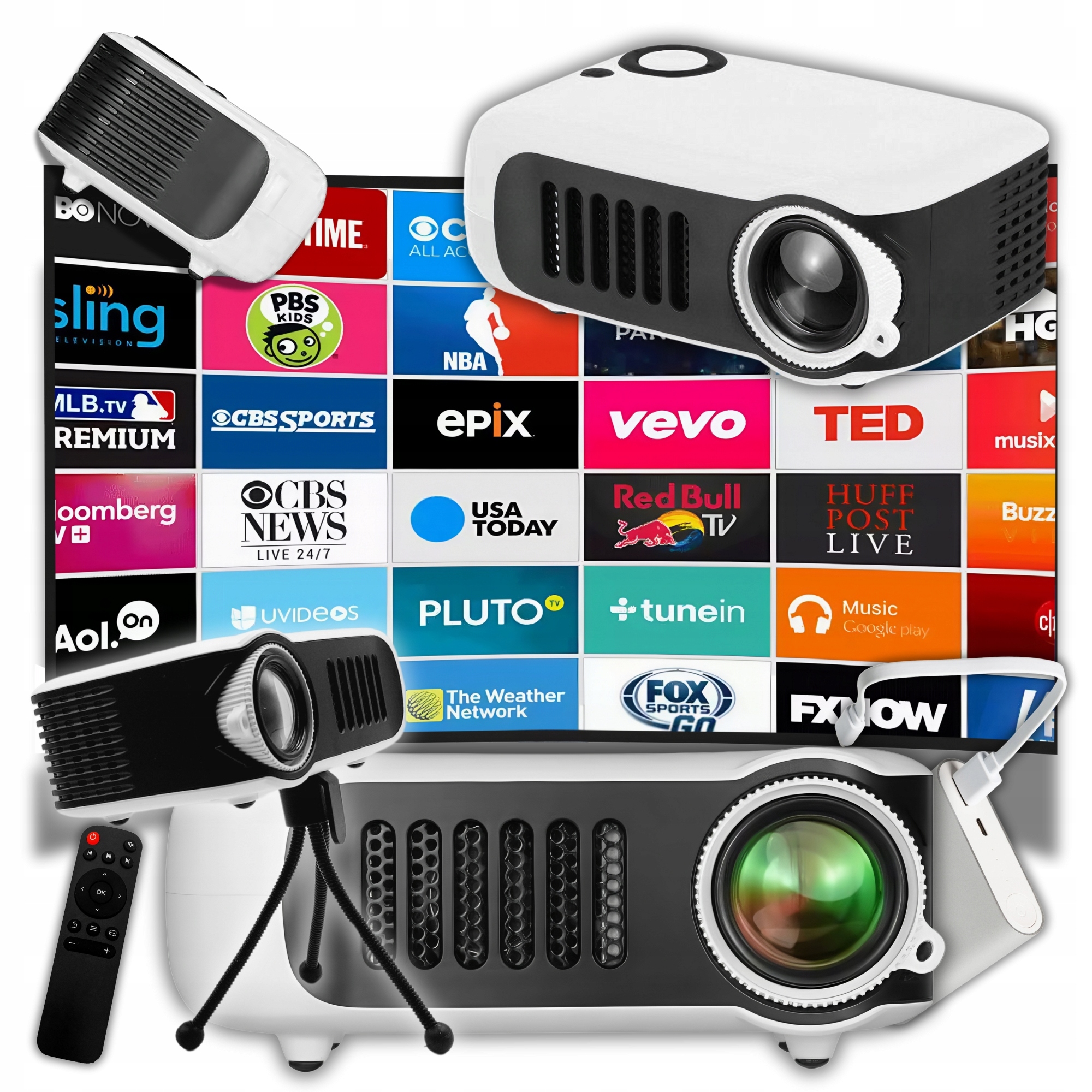 Projektor Rzutnik Mini Przenośny Multimedialny Na Ścianę do komputera 1080P