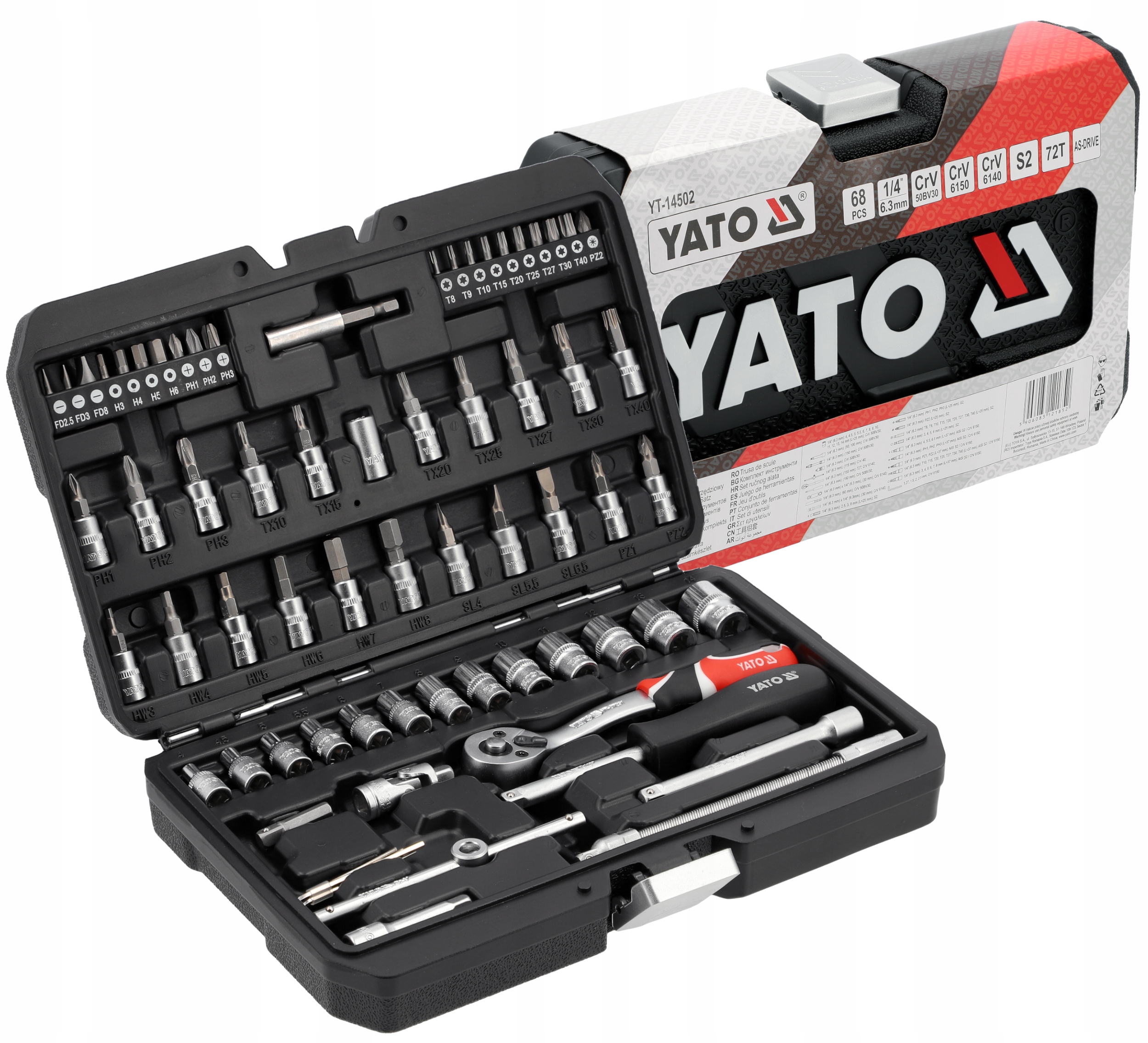 Yato Zestaw Narzędziowy 1/4" 68el. Bity Nasadki Walizka Narzędziowa