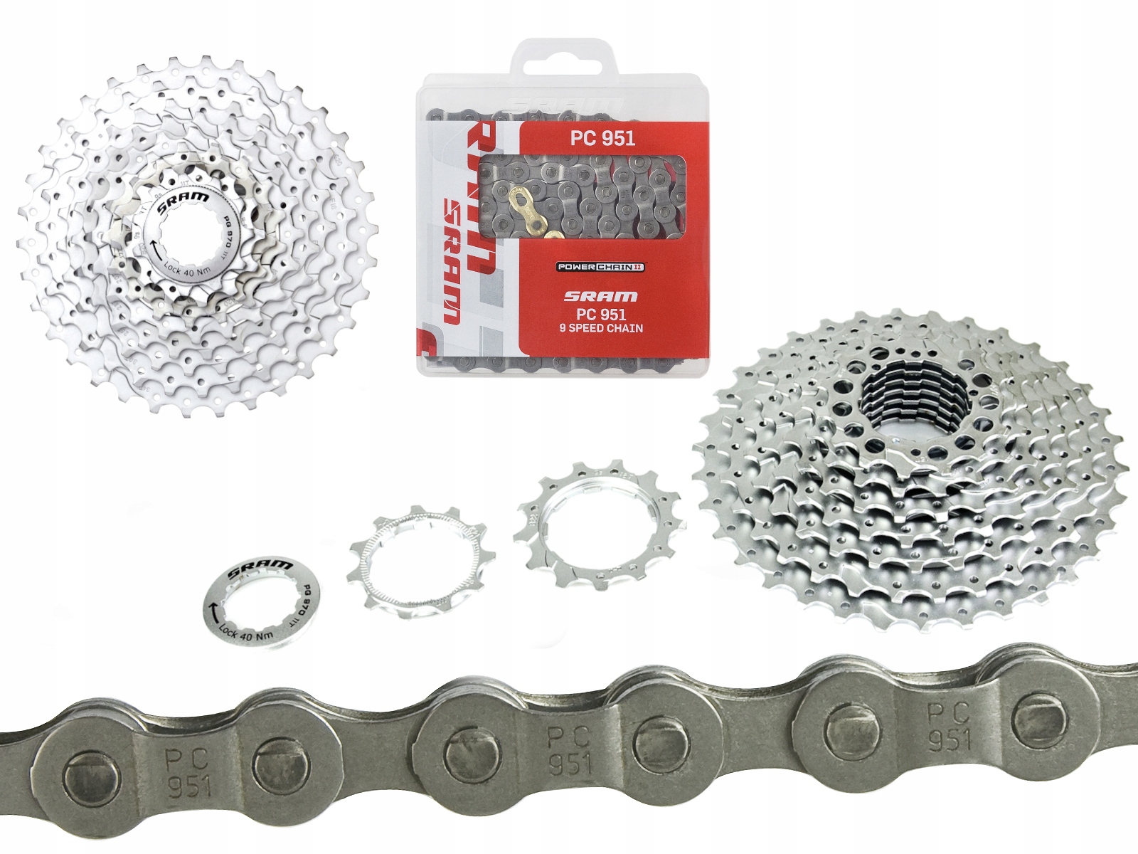 

Komplet kaseta łańcuch rowerowy Sram 9 rzędowy