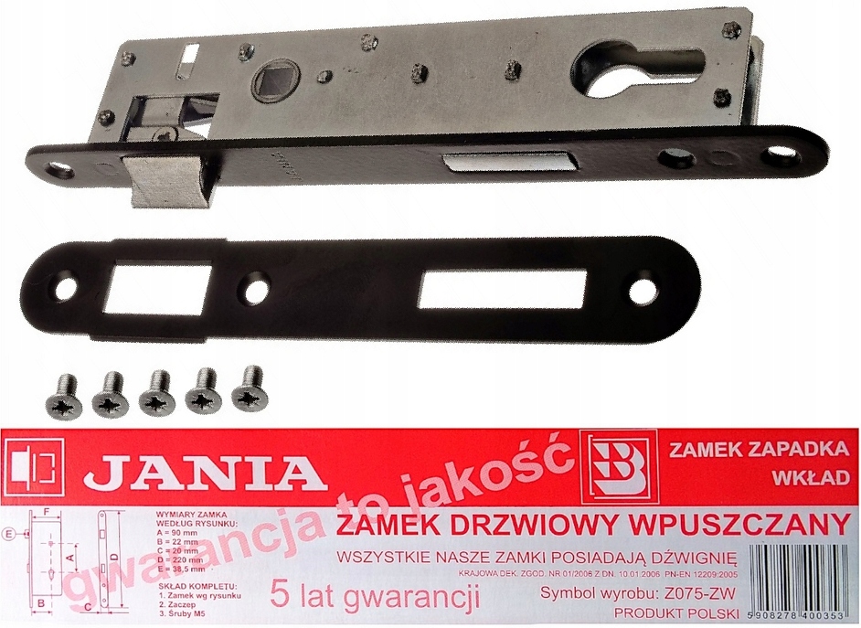 

Zamek Wpuszczany Wąski 90/22 Na Wkładkę Do Furtki