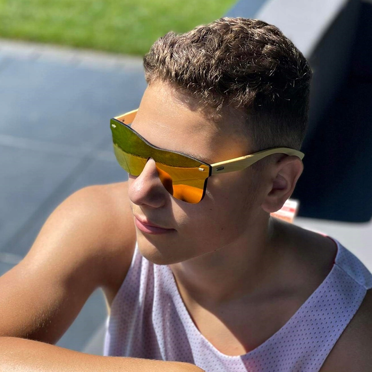 OKULARY BAMBUSOWE POLARYZACJA LUSTRA etui B1P Fason nerdy