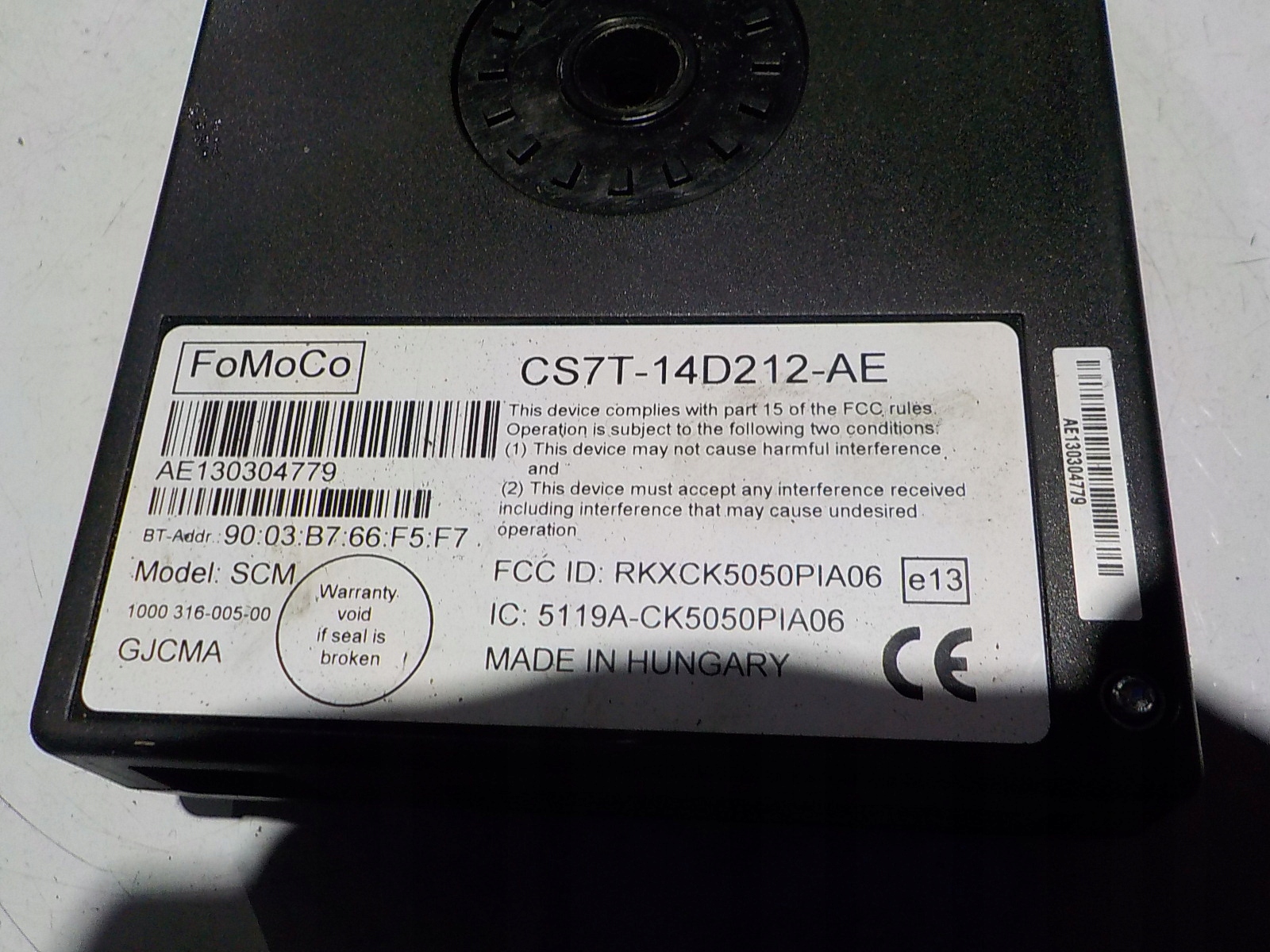 FORD FOCUS III Module BLUETOOTH CS7T-14D212-AE FOMOCO