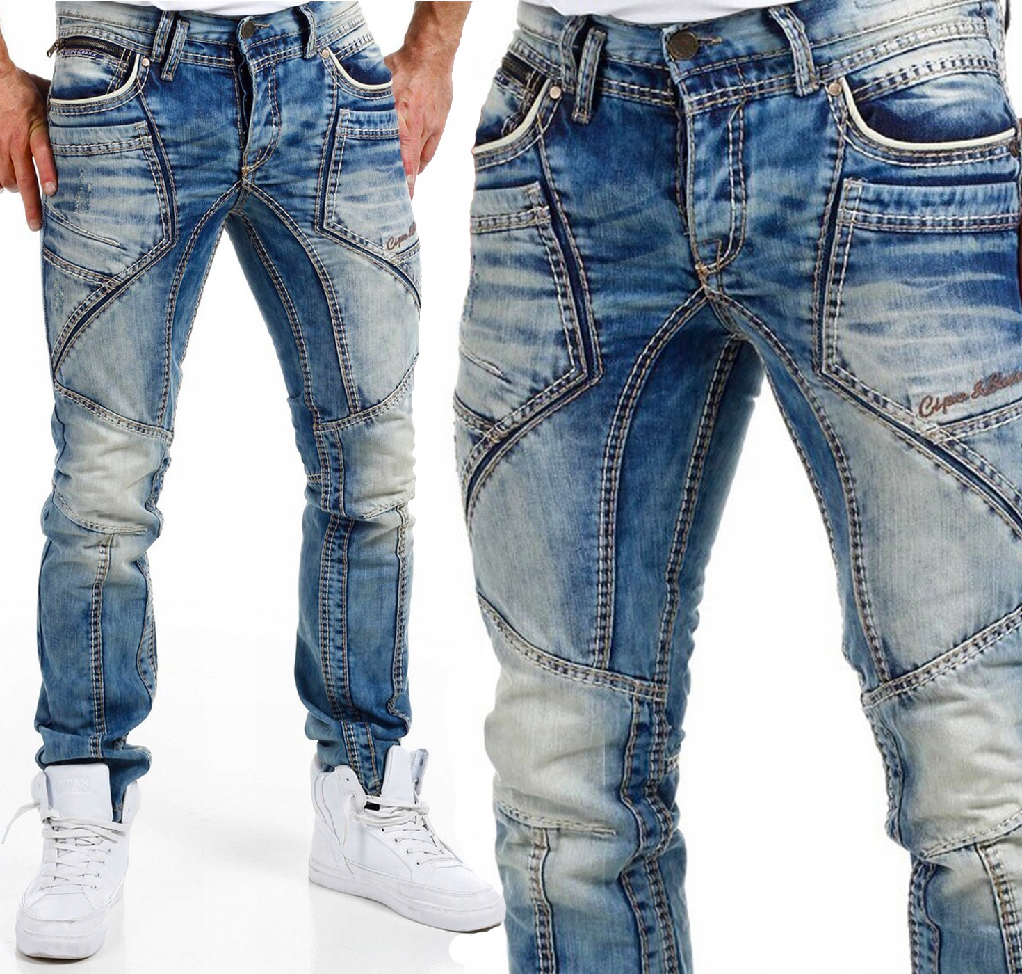 Pánské kalhoty Džíny Přetíratelné Prošívání Regular