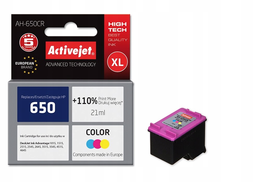

Tusz Activejet Hp 650 Premium 21ml tri-kolor