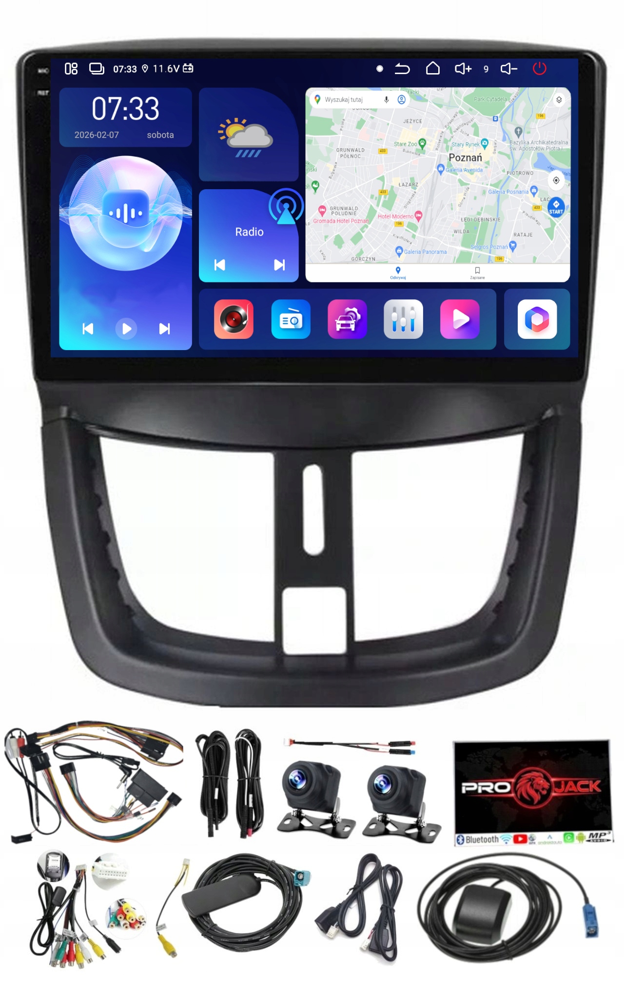 Autorádio S Navigací Carplay Gps Android Peugeot 207 2006-2012 6GB Ram 128GB Rom Sim