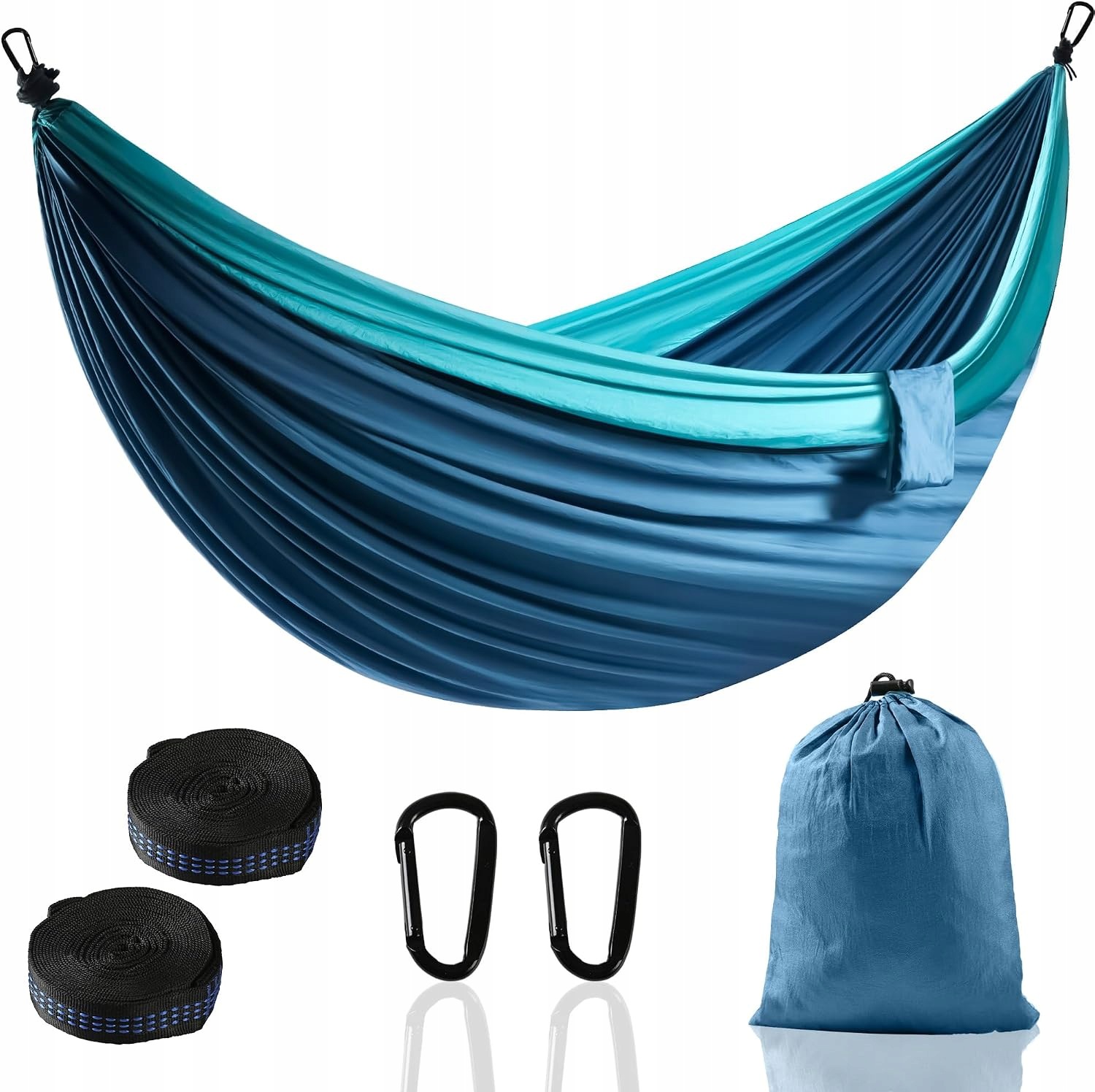 Hamak Kempingowy Nylon 210T 280X140CM Pasy+karabińczyki 200KG
