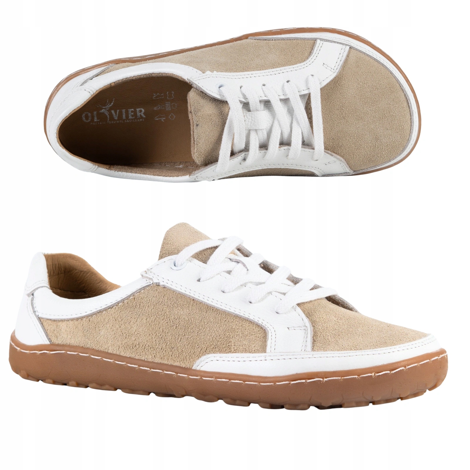 Dámské boty Barefoot Olivier 106MP kožené bílé s béžovou 42