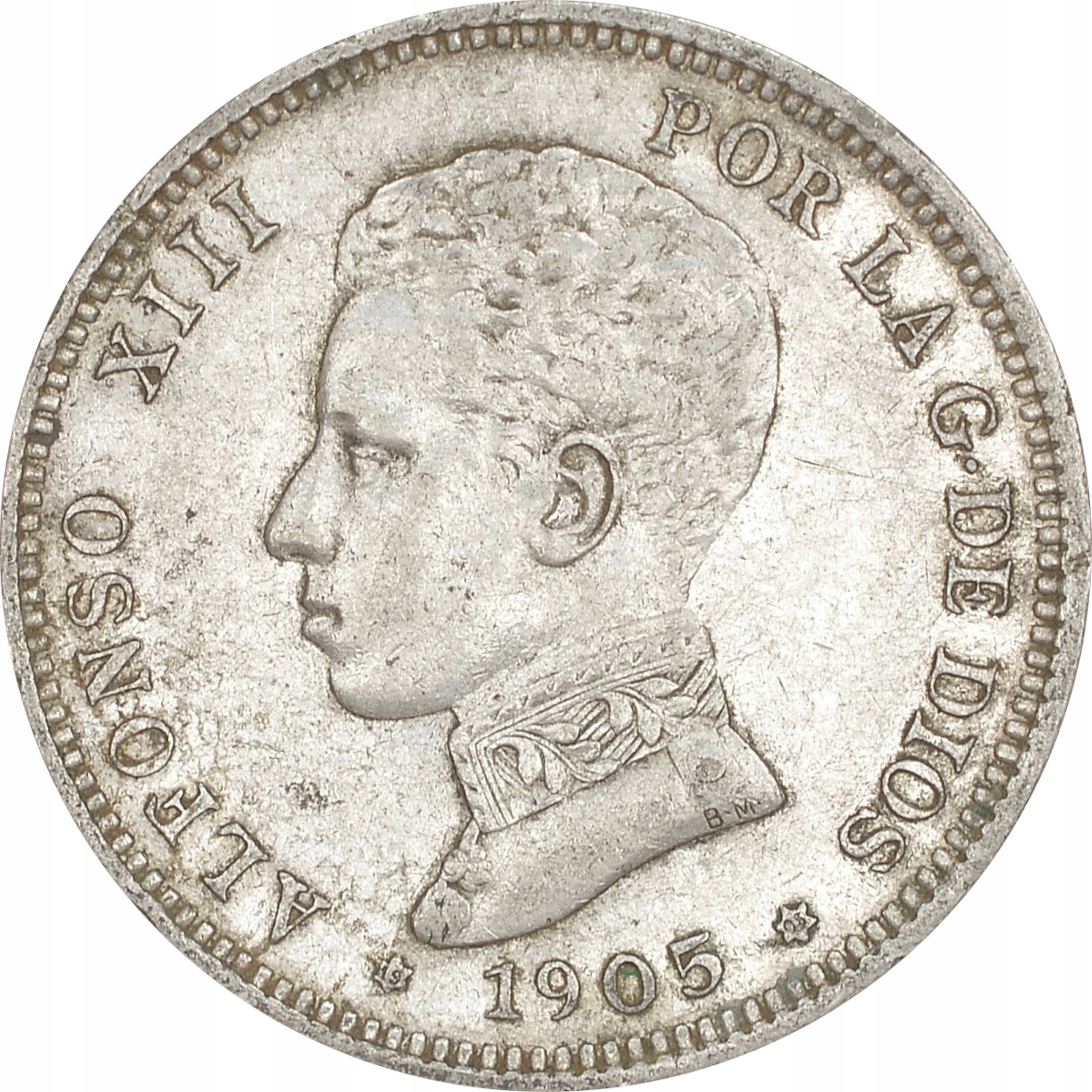 15.HISZPANIA, ALFONS XIII, 2 PESETY 1905 SM V