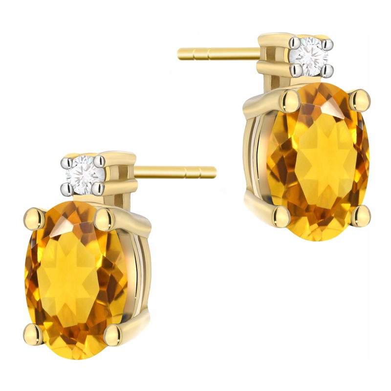 Zlaté Náušnice pr 585 Brilianty s oválnými citrony 1,20 ct Brilianty 0,03 ct