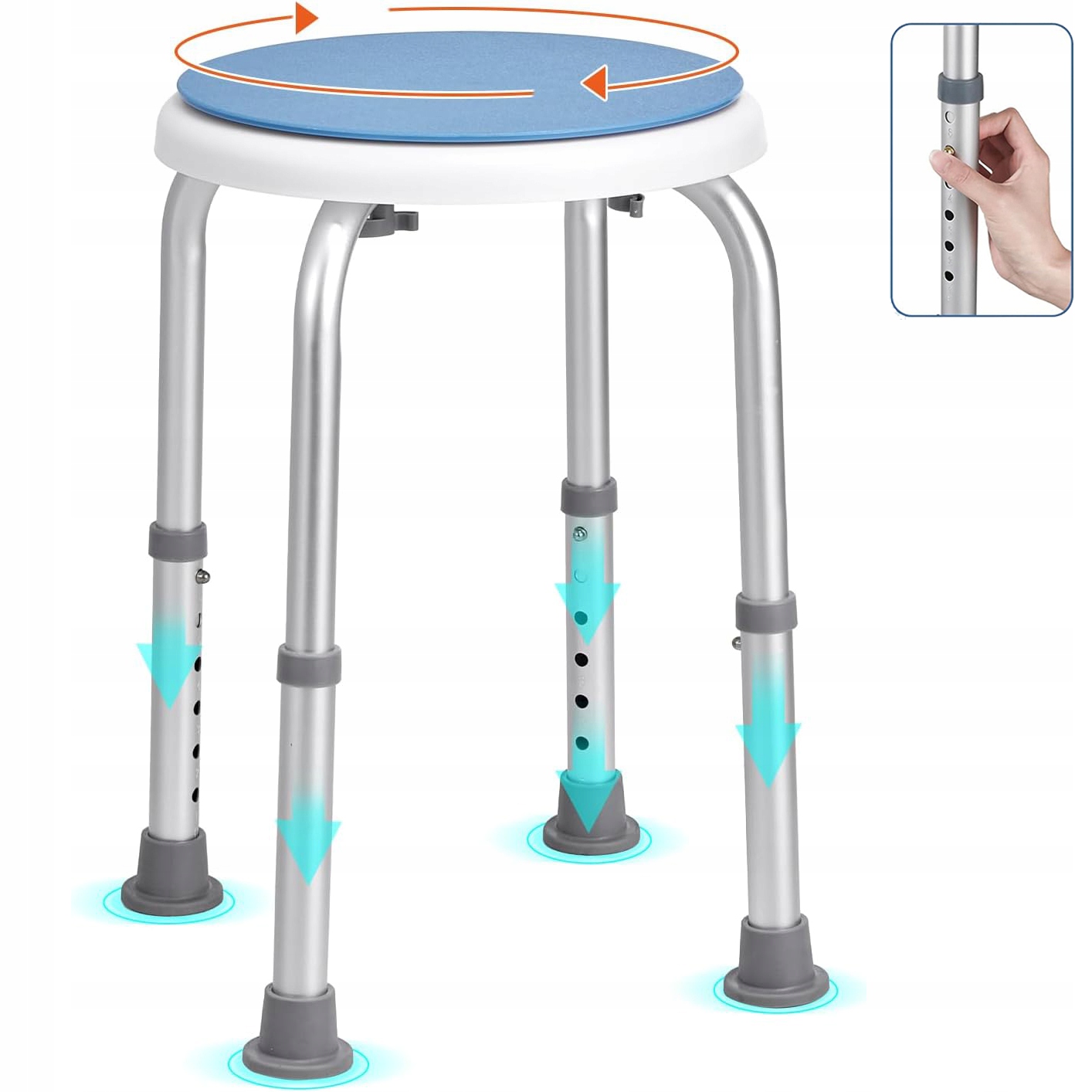 Stołek Pod Prysznic, Krzesło Pod Prysznic, Wytrzymały Stołek Do Kąpieli Z Regulowaną Wysokością Siedziska Do Wanny