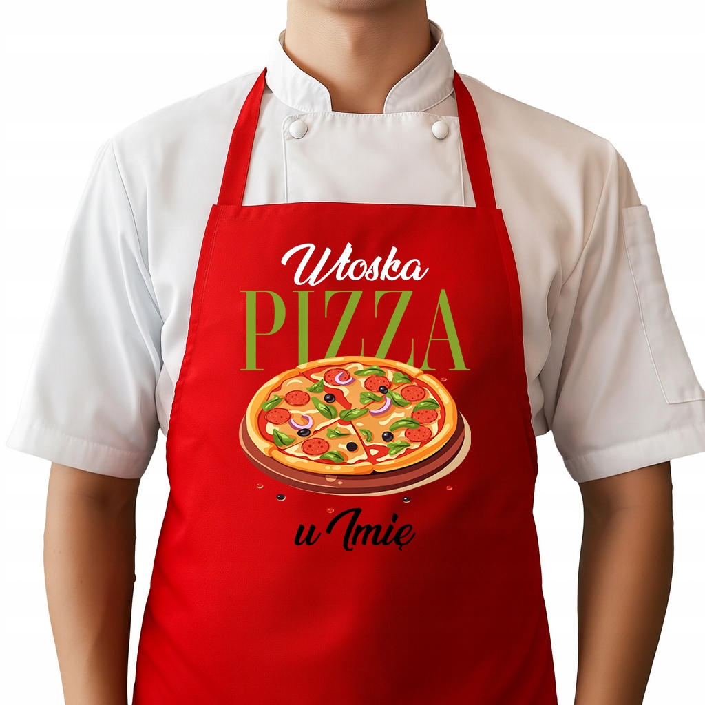 Černá bavlněná zástěra pro italskou pizzerii a restauraci Italská pizza