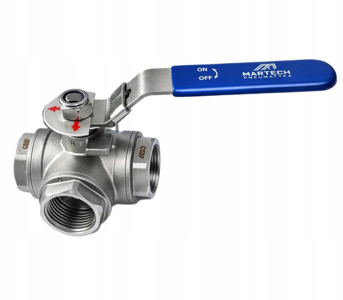 Kulový kohout třícestný 1 palec nerezová ocel Typ L nerezový třícestný