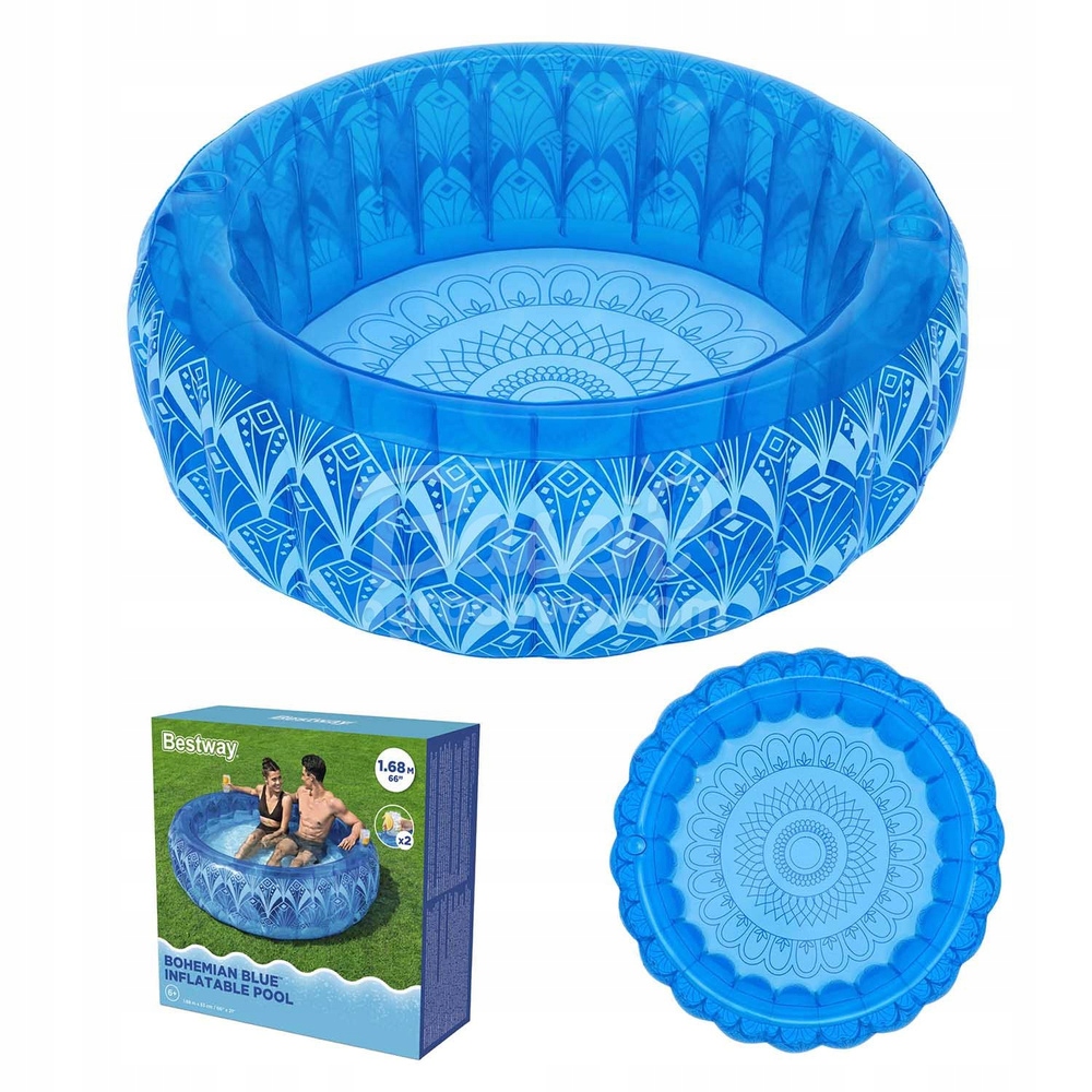Bestway Dmuchany basen Bohemian Blue 2 uchwyty na kubek 168x53cm 54479