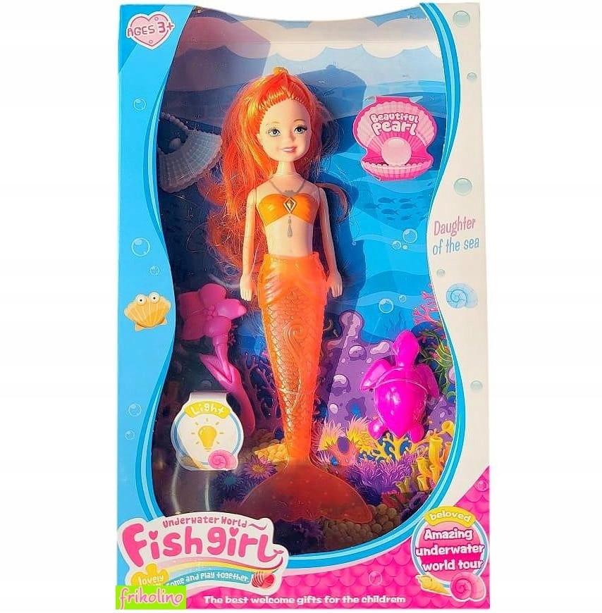 LALKA SYRENKA MAGICZNA ŚWIECĄCY OGON + AKCESORIA Materiał plastik
