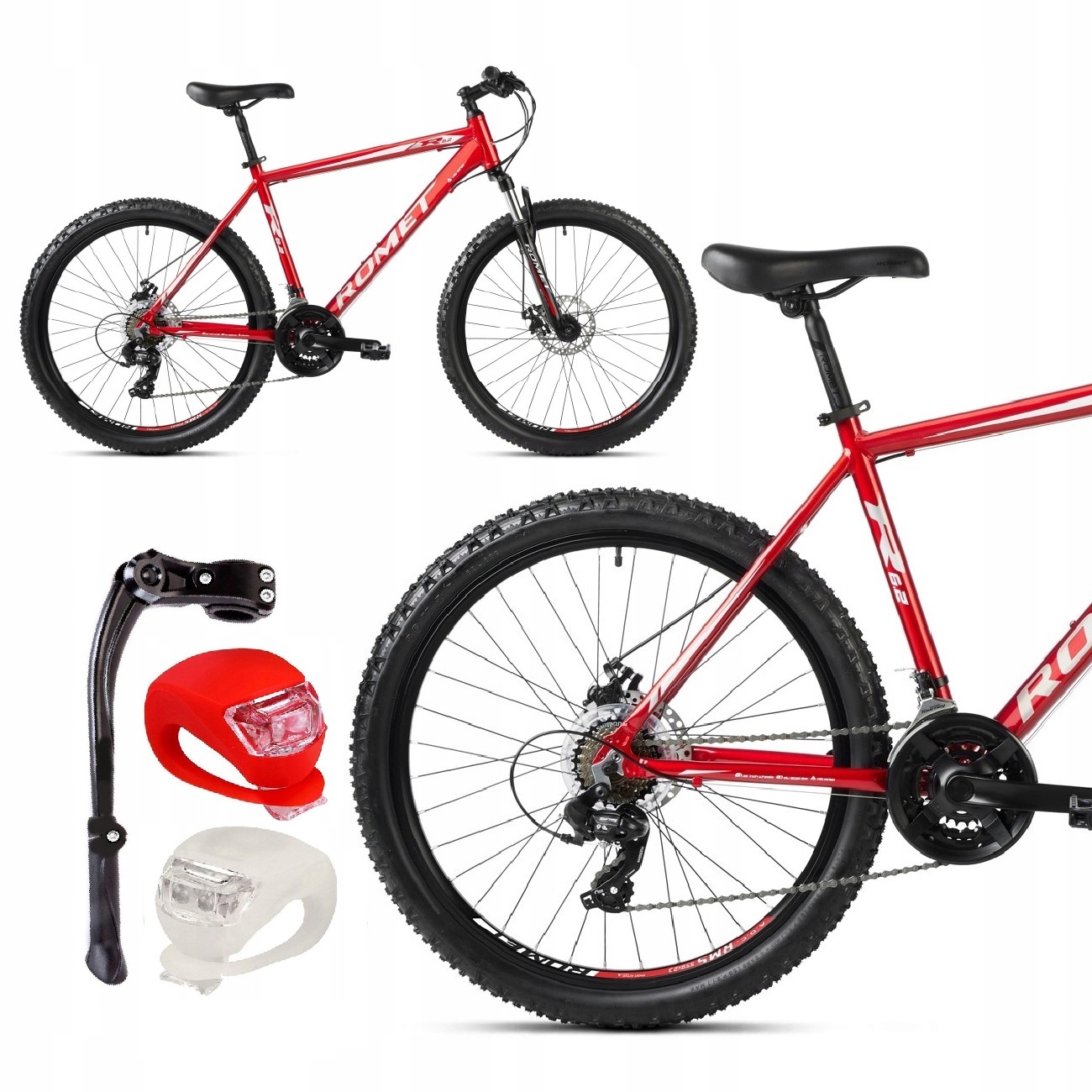 Horské Kolo Mtb 26 Romet Rambler 6.2 Shimano Alu Osvětlení Stopka Bonus