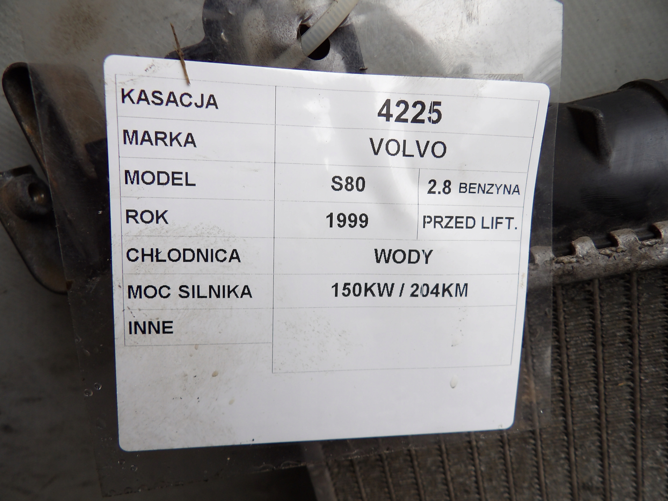 Volvo S80 radiator 2,8B