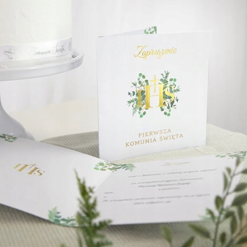 ZAPROSZENIA PIERWSZA KOMUNIA ŚWIĘTA IHS 10x Marka PartyPal