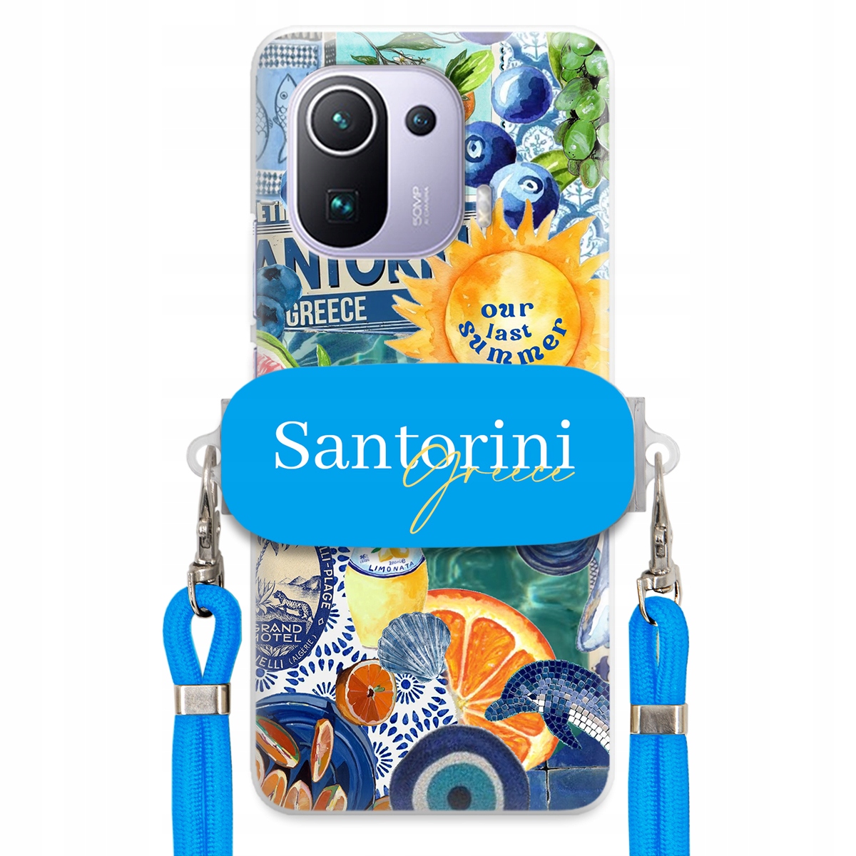 Pouzdro pro Xiaomi Mi 11 Pro Modré Crossbody vodítko držák Santorini Sea