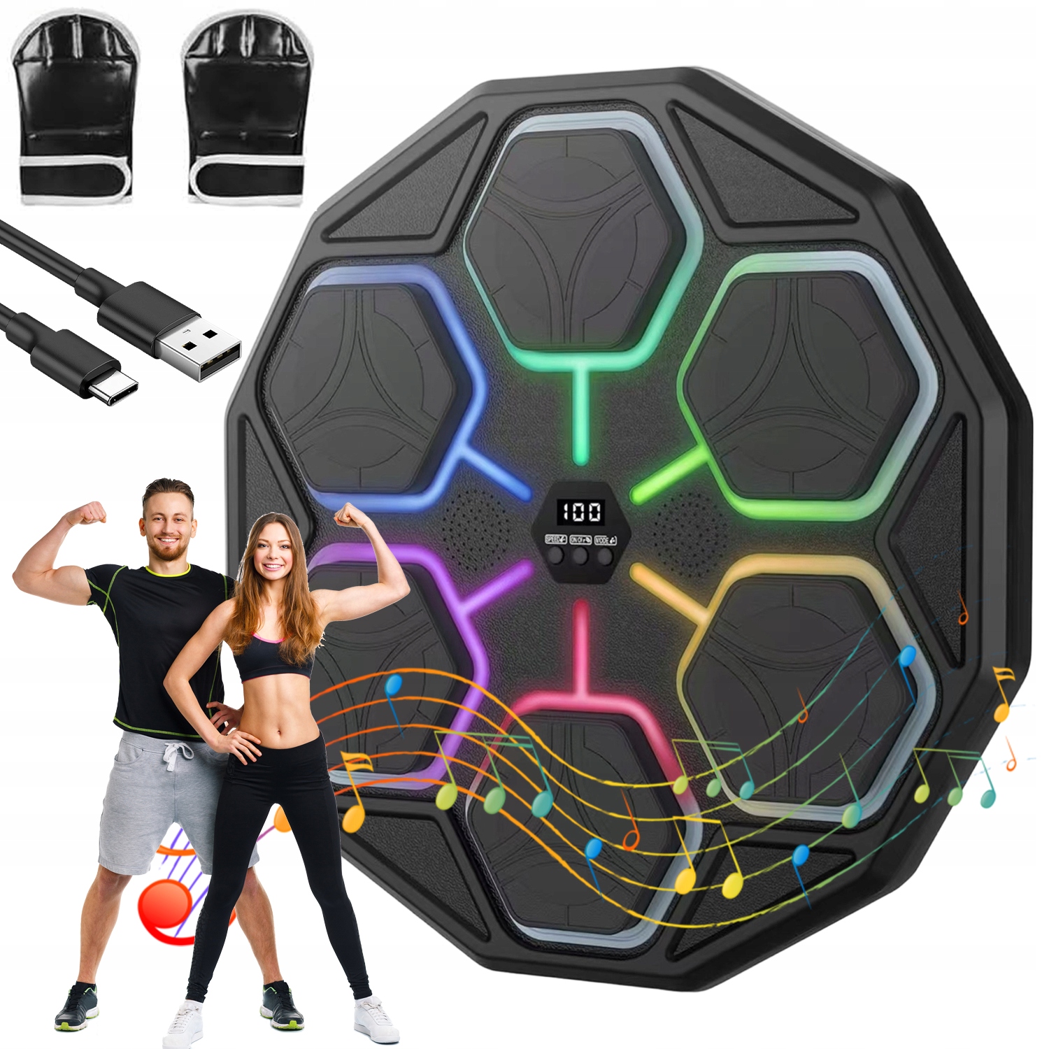 Interaktywny Zestaw Do Boksu Bluetooth Led 11 Prędkości 3 Tryby Treningowe
