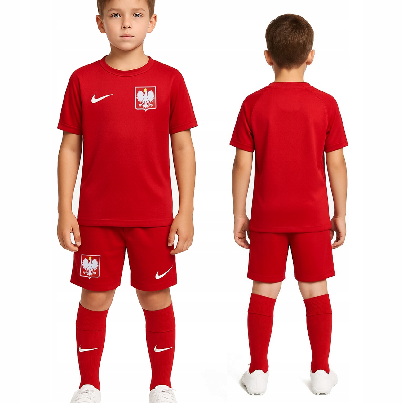 Nike Polska Strój piłkarski +getry komplet zestaw 3w1 mały kibic 104-110