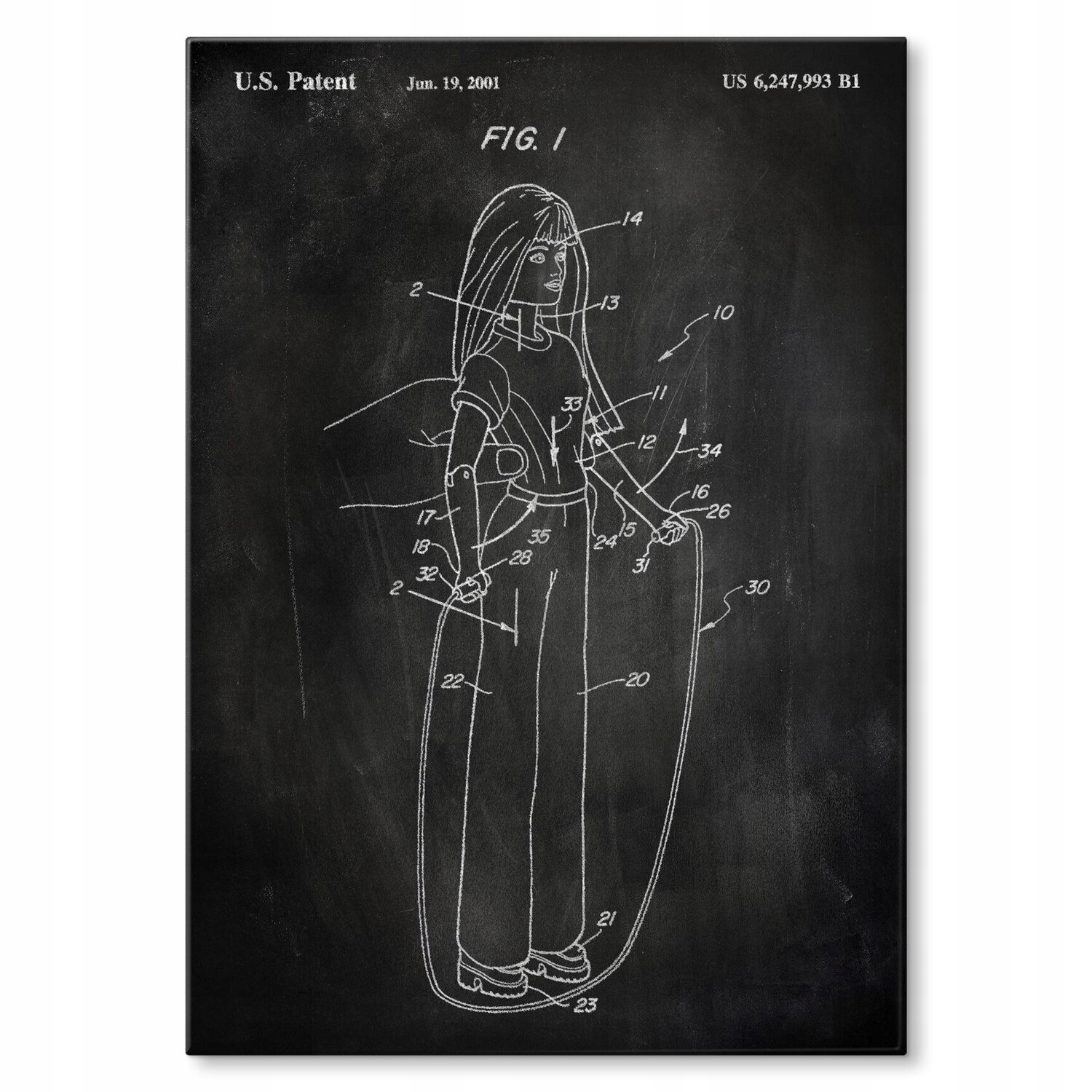 Kovový plakát Jumping rope doll Slate Dárek 30 x 42 cm