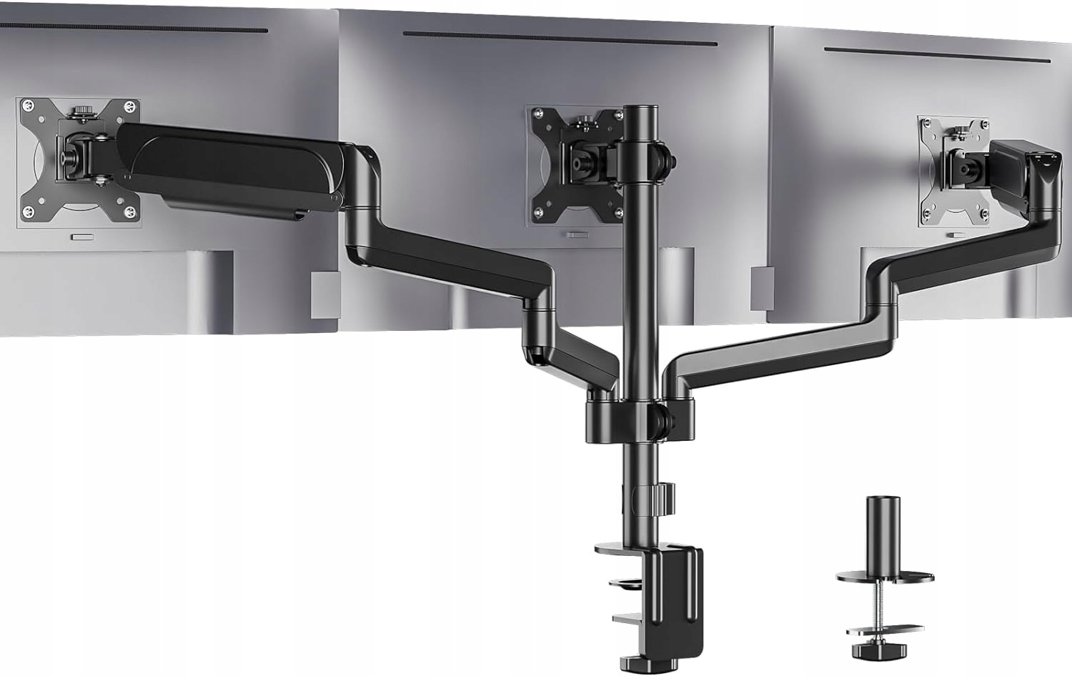Držiak na 3 monitory Wali GSDM003, do 27", Vesa 75/100 mm, čierny