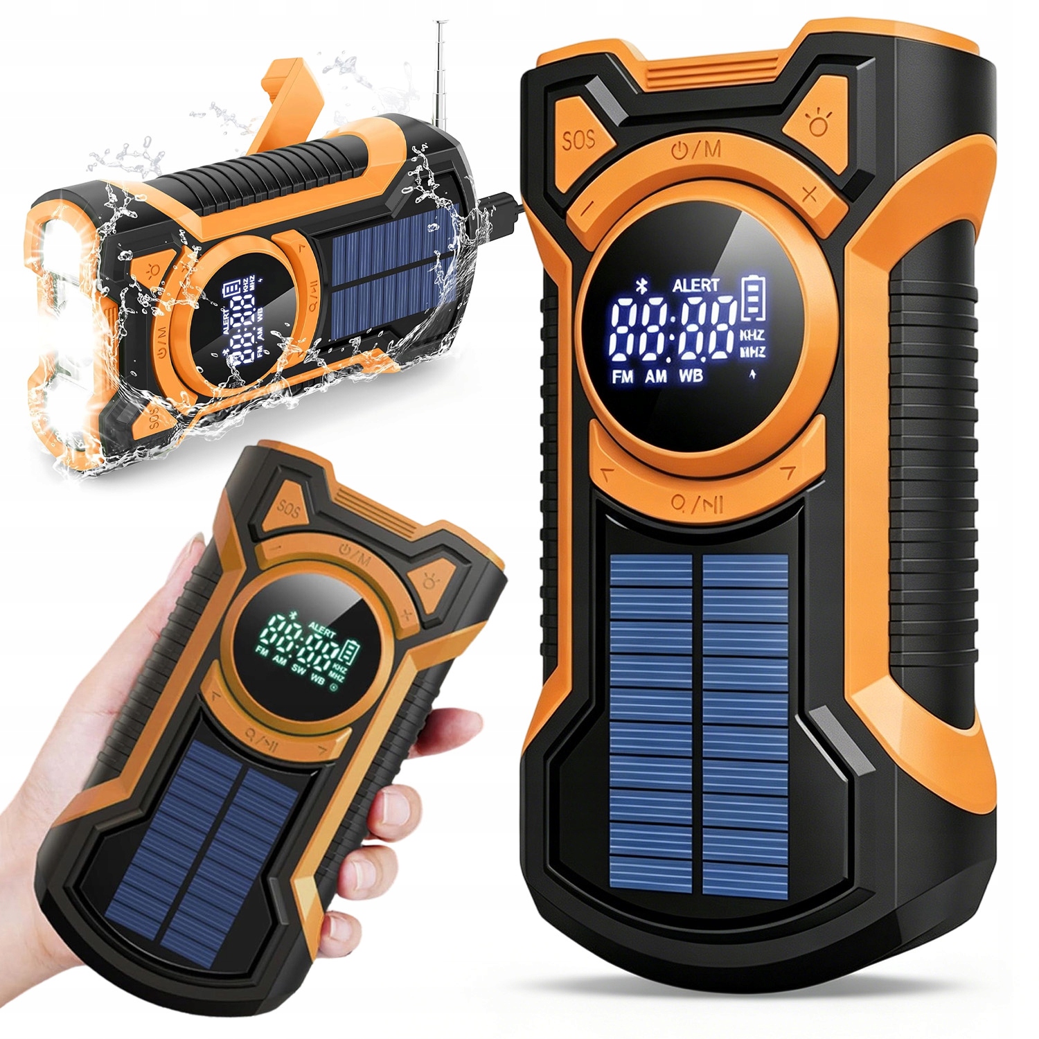 Rádio Na Solární Kliku Powerbanka 5000MAH Bluetooth Omáčka LCD Voděodolná