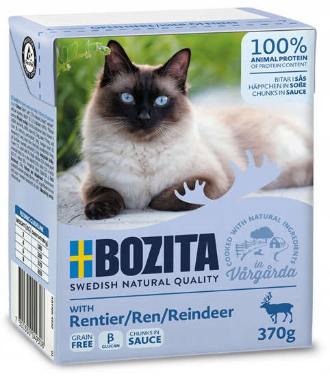 9X Bozita Kousky v omáčce se sobím masem krmivo pro kočky 370 g
