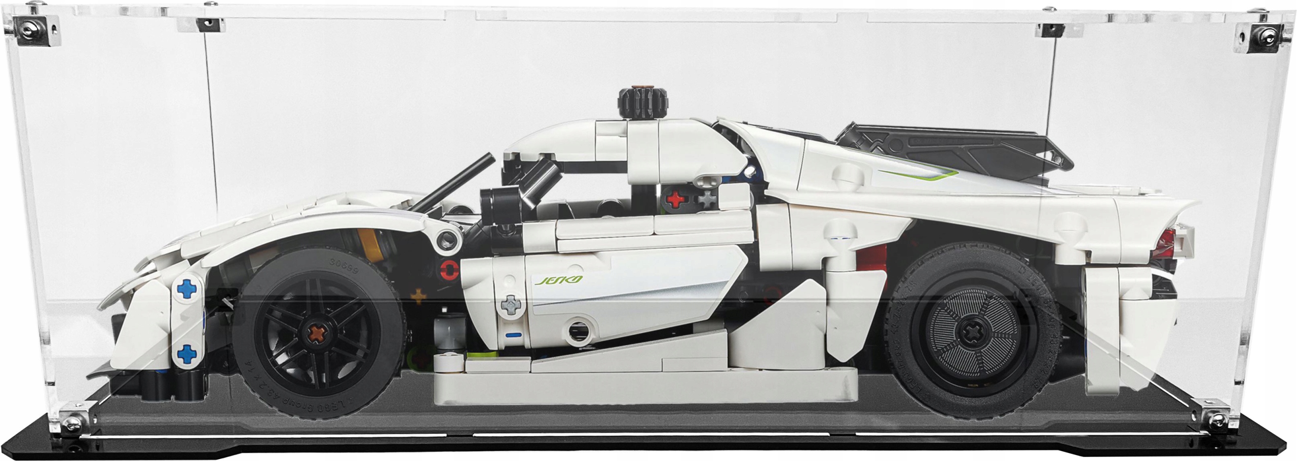 Vitrína s černou základnou pro stavebnici Lego 42184 Koenigsegg Jesko Absolut