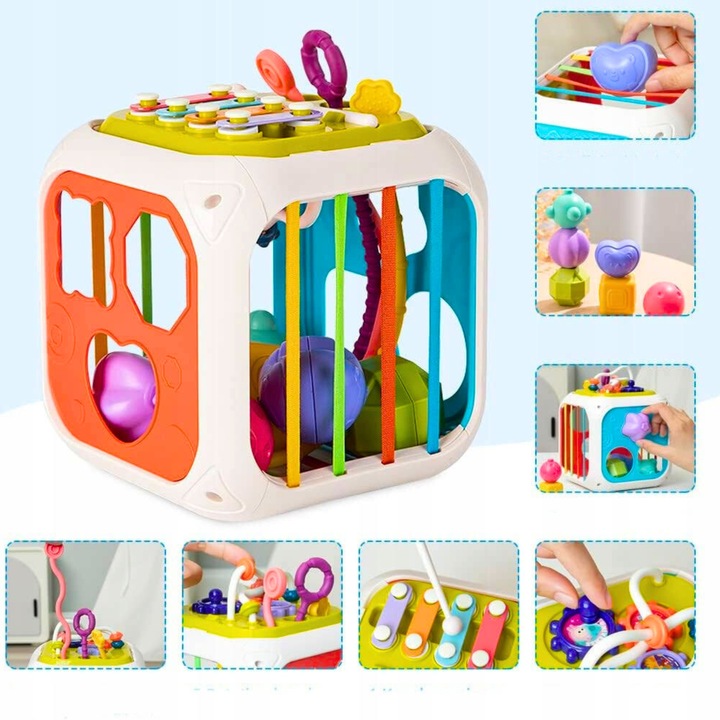 KOSTKA SENSORYCZNA SORTER EDUKACYJNY MONTESSORI 7w1 CYMBAŁKI KLOCKI GUMKI Certyfikaty, opinie, atesty CE