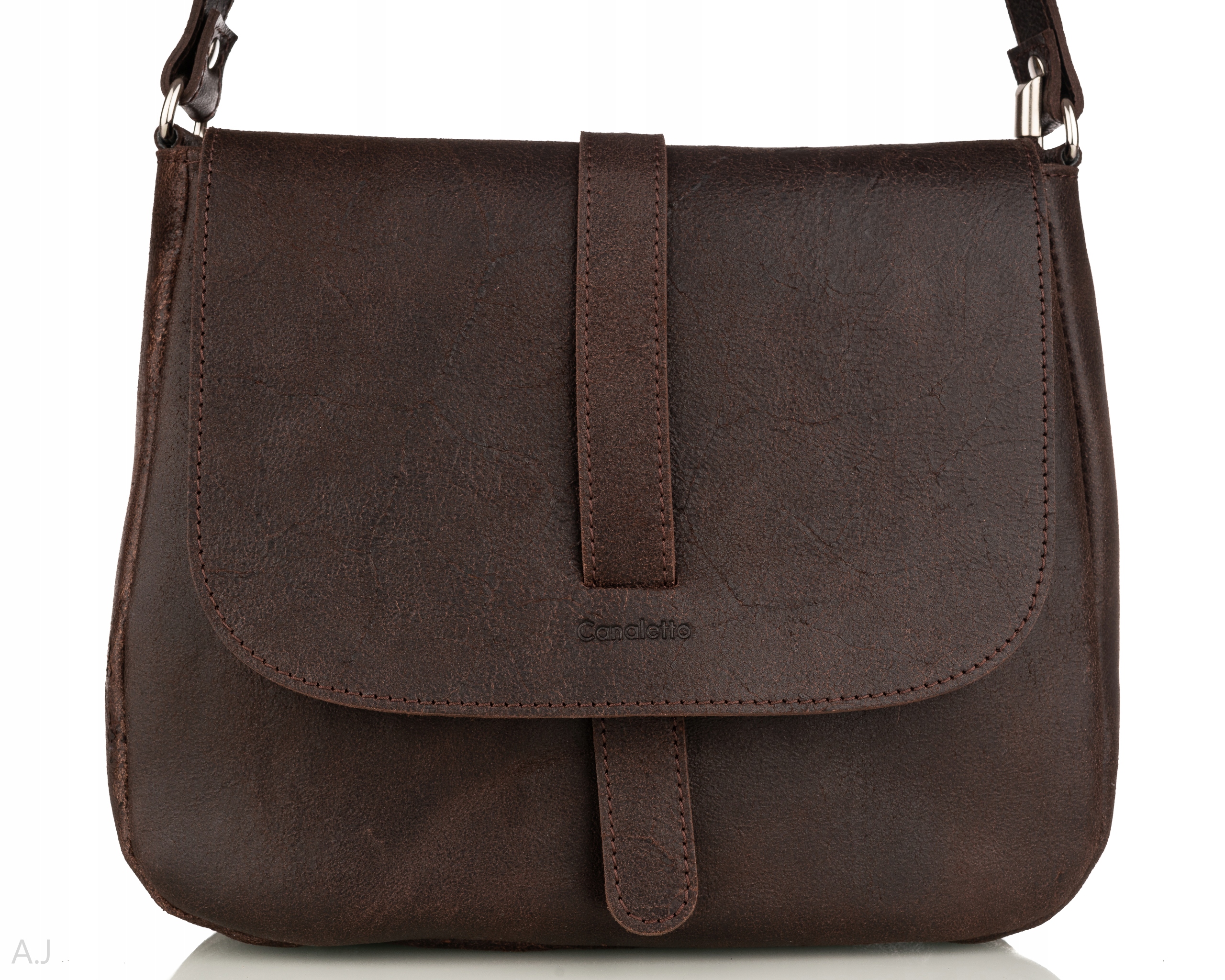 Kabelka z přírodní kůže kabelka přes rameno crossbody elegantní s klopou