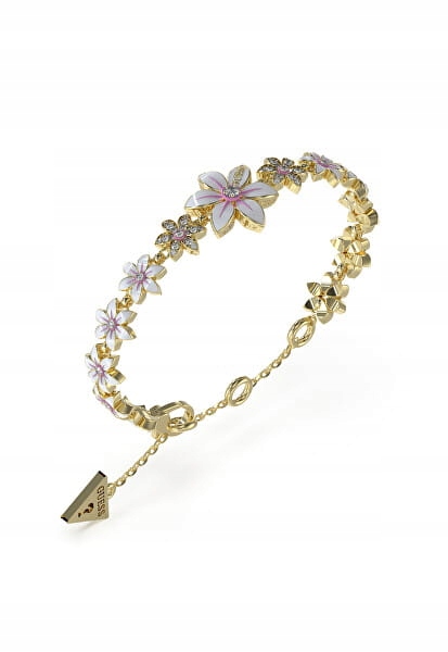 Dámský náramek Guess White Lotus Květiny zirkon smalt ocel L