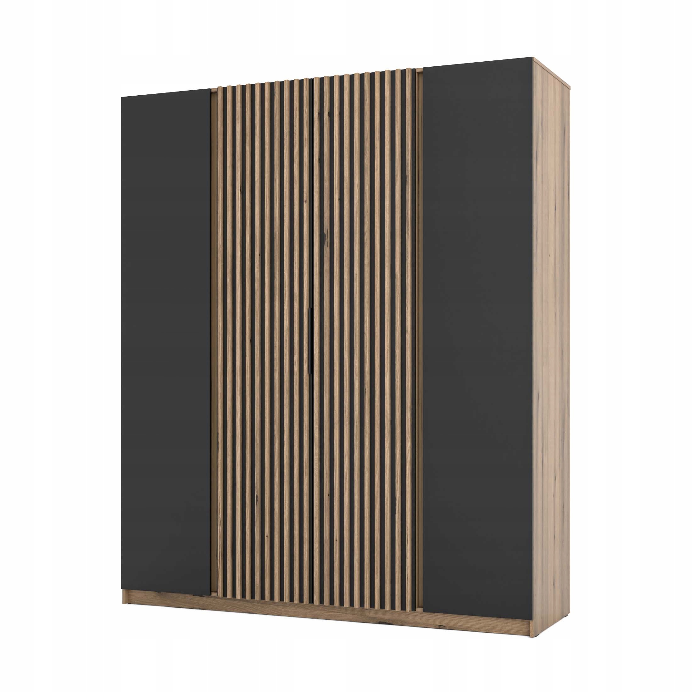 Skříň do obývacího pokoje 4-dveřová s lamelami a policemi Dravero Ev/bl-ev 2F 2LAM