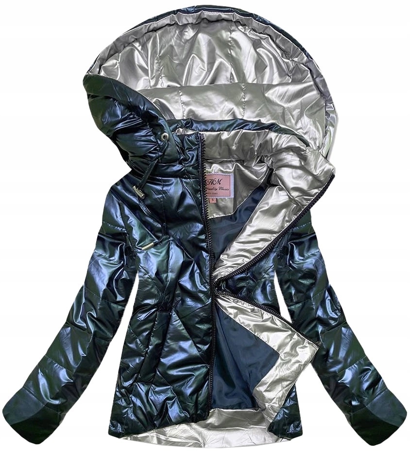 Krátká Lesklá Bunda W586 Námořnická Modrá M (38)