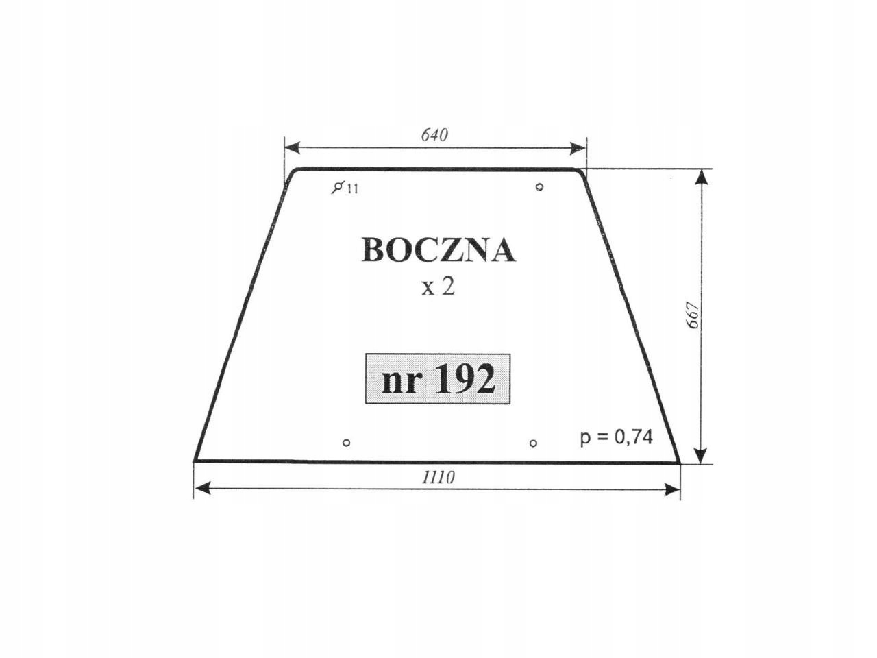 SZYBA BOCZNA ZETOR 12111 16145 8111 192