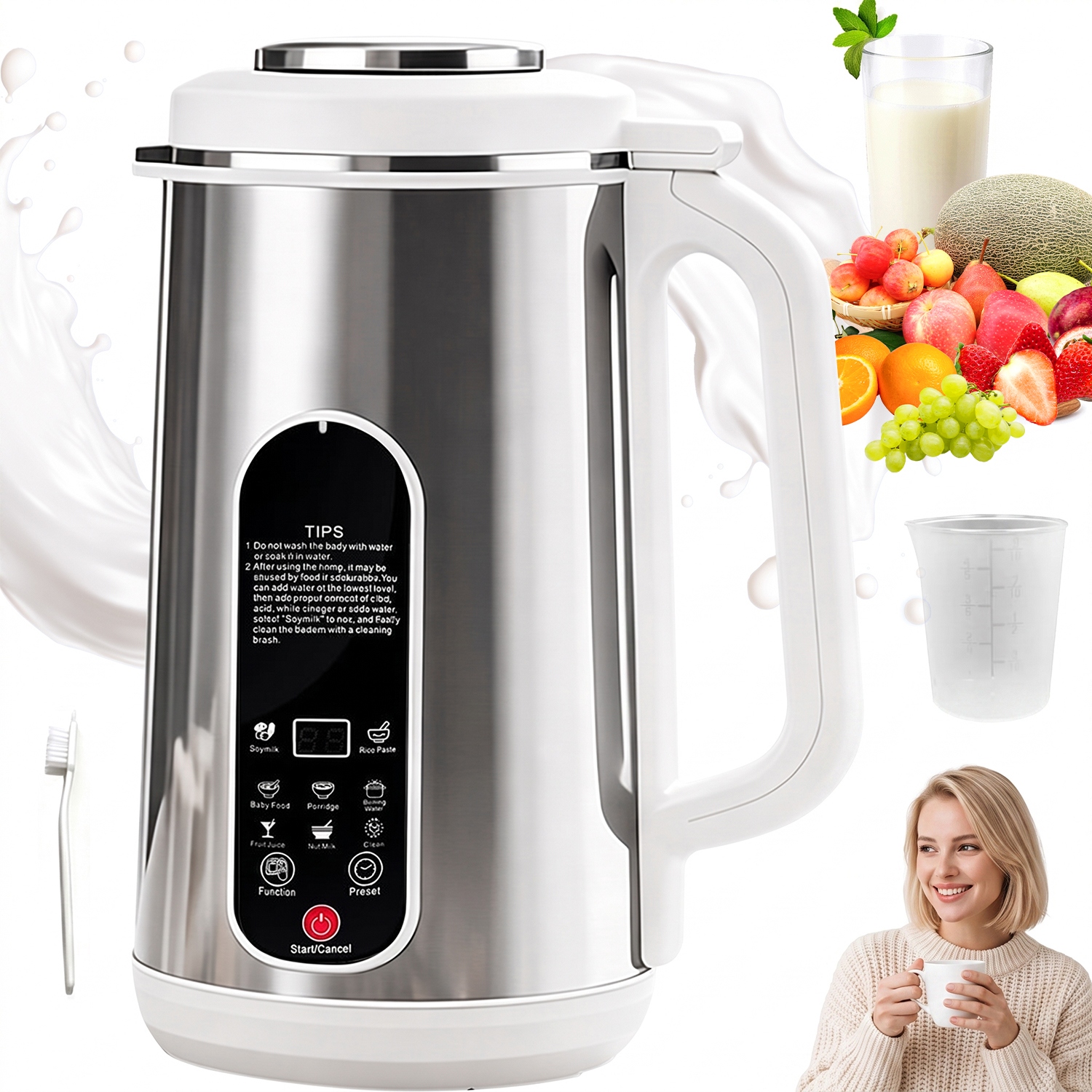 Stroj Na Rostlinné Mléko 1,2 L, Velká Kapacita 1-24 H, Časovač, Mixér 800 W