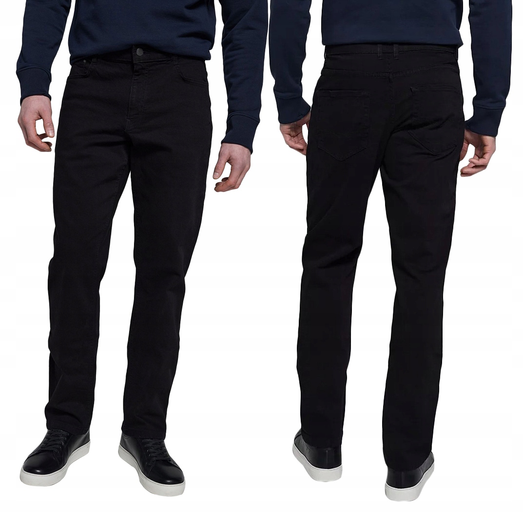 Czarne Spodnie Jeansy Męskie Dżinsy Texasy z Prostą Nogawką XF101 r W33 L32