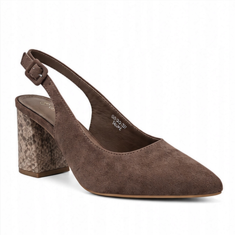Elegantní dámské lodičky slingback taupe na podpatku, velikost 38