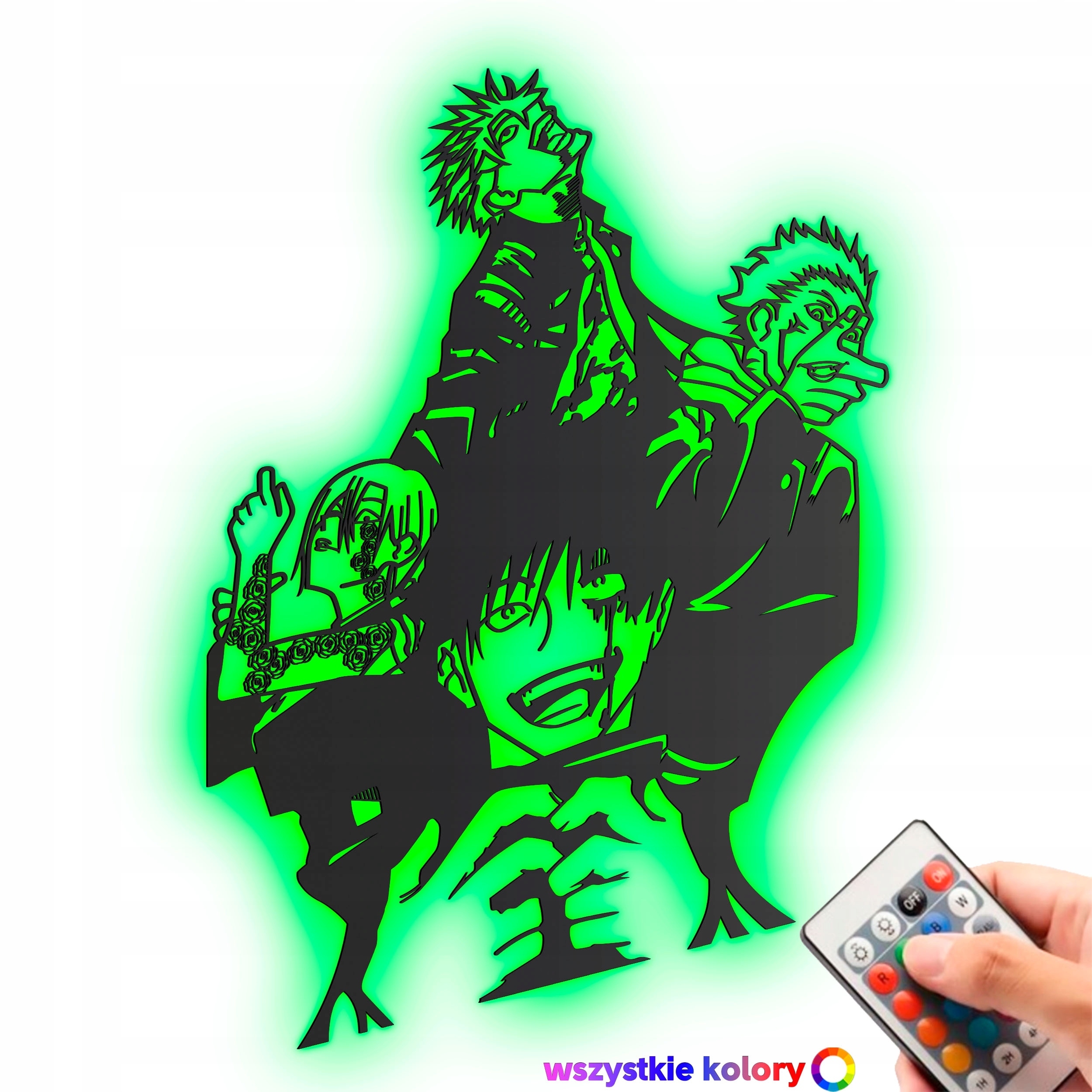 Dřevěný 3D obraz Anime Jujutsu Kaisen Nástěnný Dárek Noční Lampa Led XL