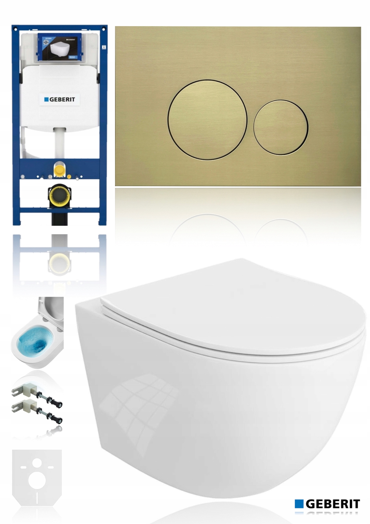 Geberit Sigma stelaż podtynkowy miska Wc wirowa Złoty Szczotkowany Gold Glb