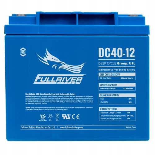 Акумулятор FULLRIVER AGM DC40-12 12V 40AH 275a
