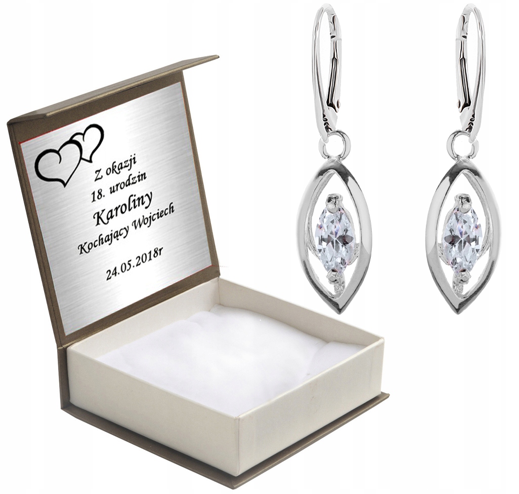 

Kolczyki Srebrne Z Cyrkoniami Angielsk.zap+grawer